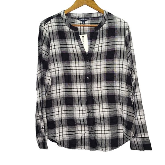 Calvin Klein Jeans Tops - Calvin Klein Jeans Black Plaid Top Size L